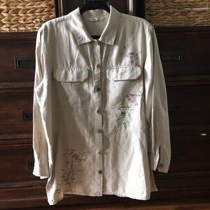 Vintage C.A. Sport linen oversized long sleeve button down shirt in size M